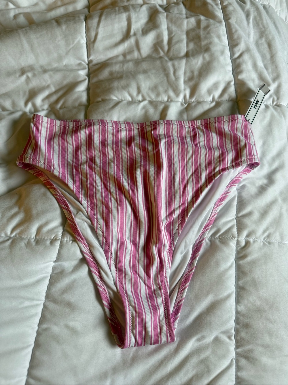 Victoria's Secret Pink and White Striped High-Cut Bikini Bottom